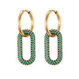 Steel Buckle Oval Earrings