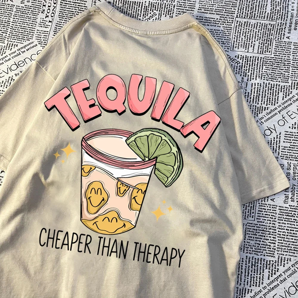 Creative Casual Round Neck Tequila T-Shirt