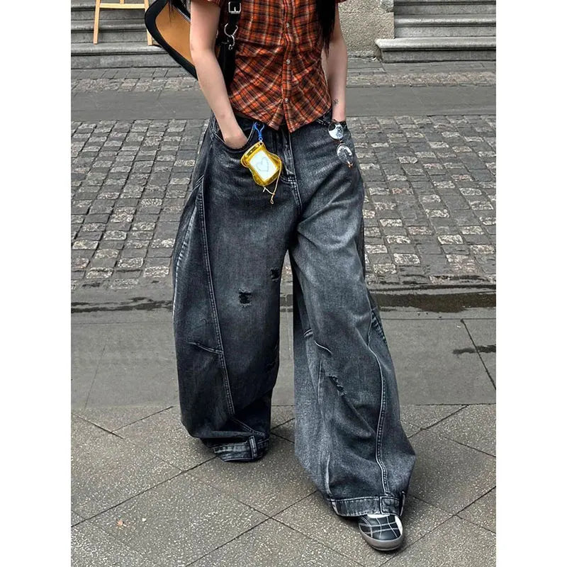 Edgy Streetwear Wide Leg Jeans