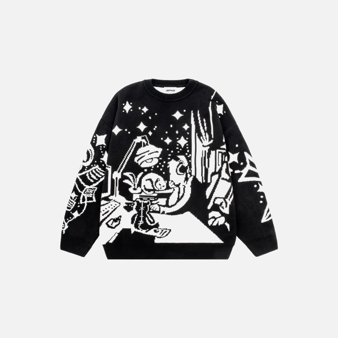 Y2K Cartoon Print Sweater