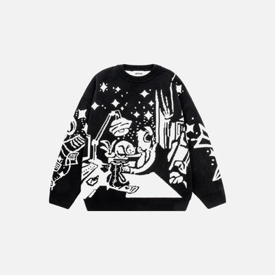Y2K Cartoon Print Sweater