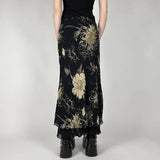 Gothic Aesthetics Double Layer Mesh Maxi Skirt