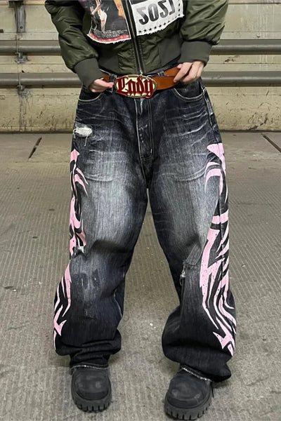 Y2K Tribal Pink Low Rise Jeans