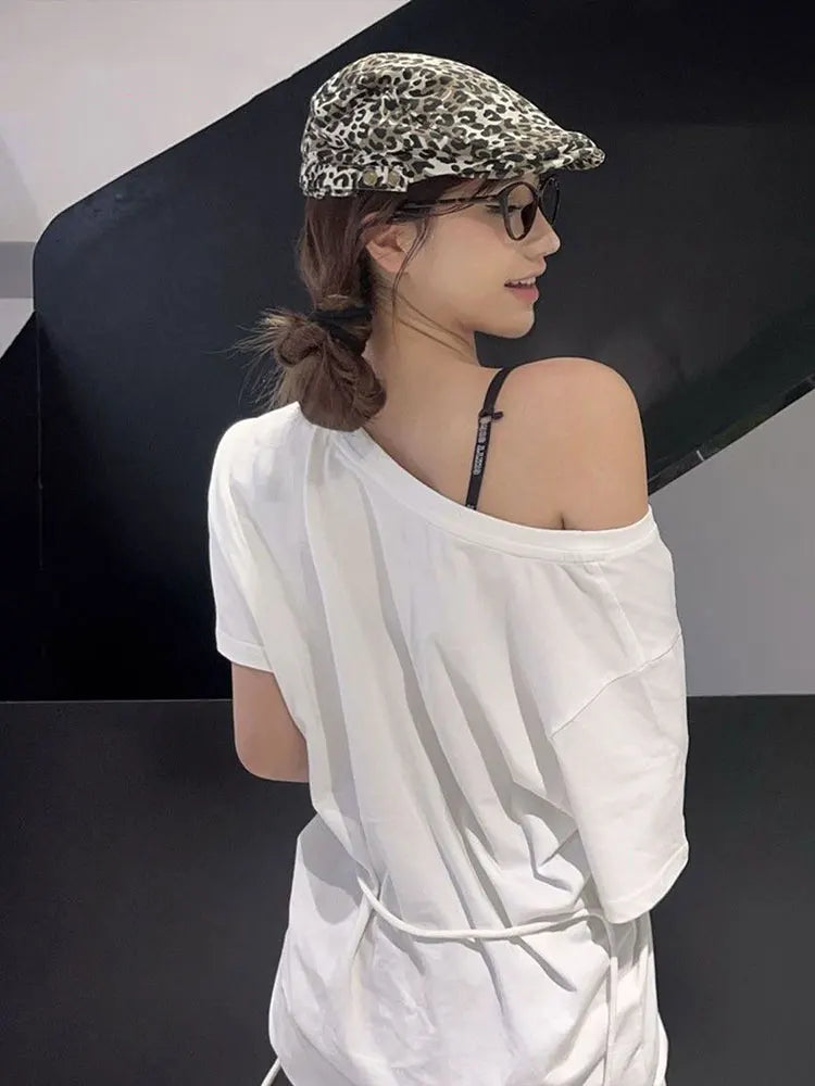 Vintage Y2k Oversized White Butterfly Print T-Shirt