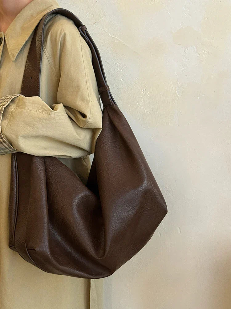 Casual Leather Dumpling Shoulder Bag