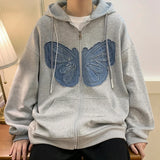 Autumn Grunge Style Butterfly Print Hoodie