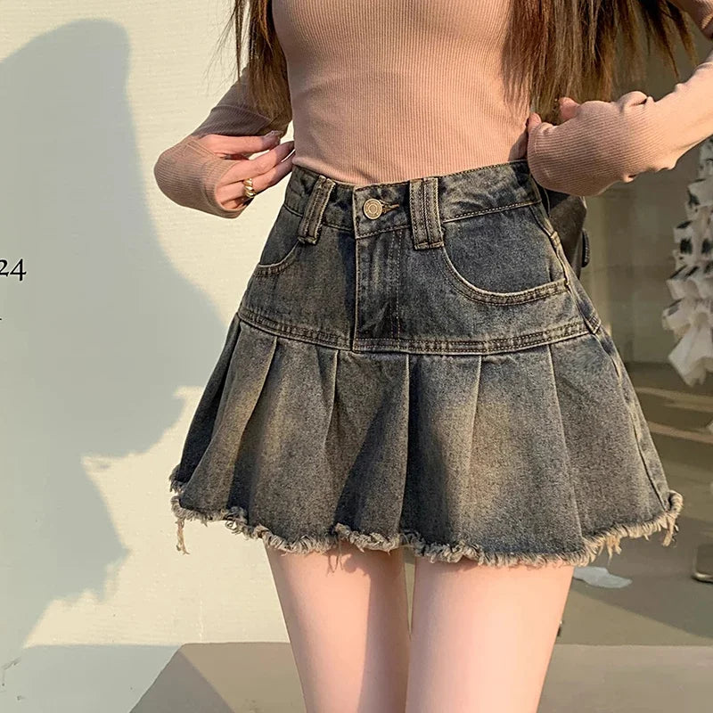 High Waist Denim Mini Skirts