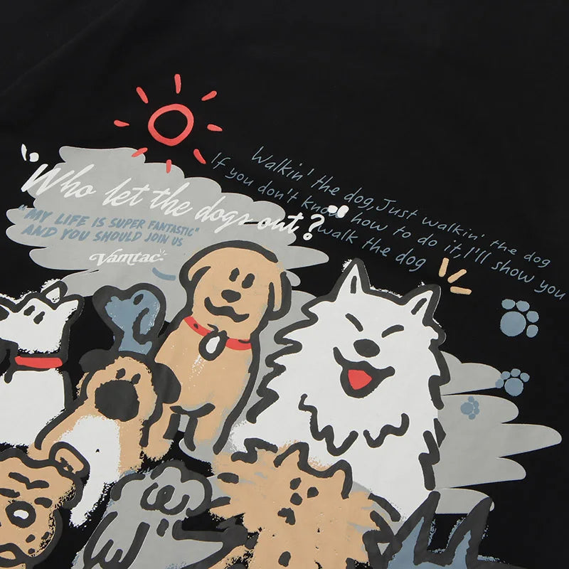 Lustiges Hip-Hop-Cartoon-Hunde-T-Shirt