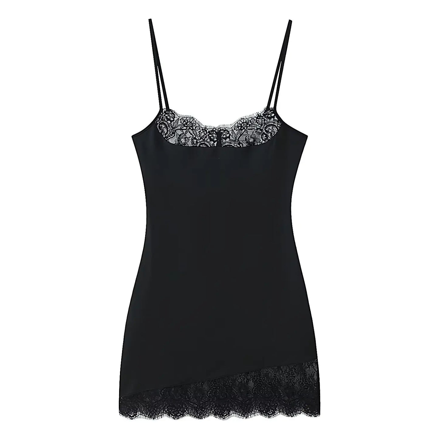 Sexy Summer Mini  Dress Lace Black Patchwork