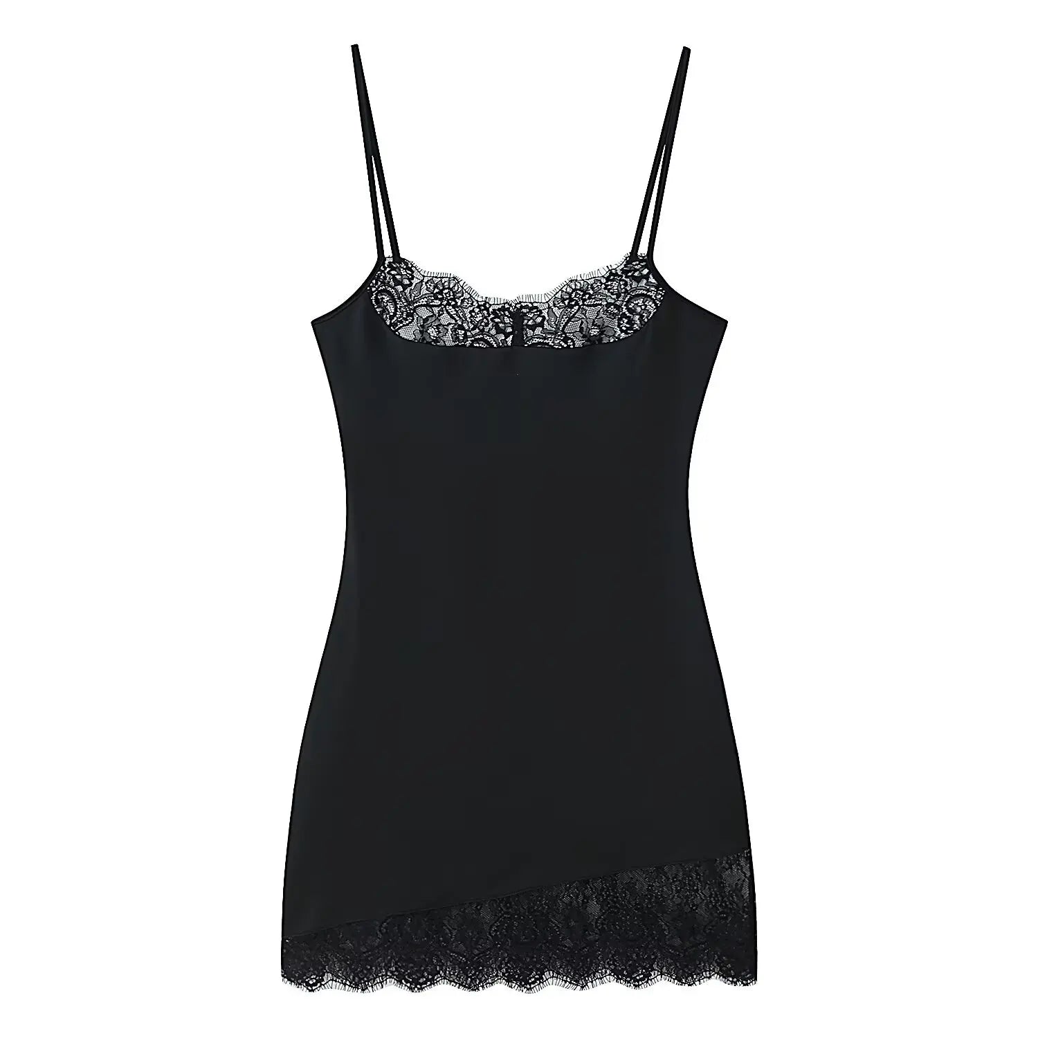 Sexy Summer Mini  Dress Lace Black Patchwork