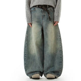 Faded Wide Leg Vintage Denim Jeans