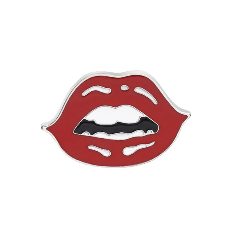 Red Lips Shape Enamel Brooches
