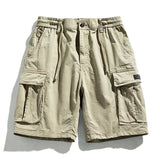 Solid Elastic Waist  Multi Pocket Short