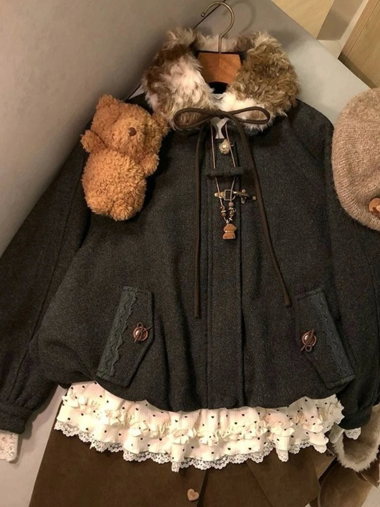 Coquette Core Faux Furr Jacket