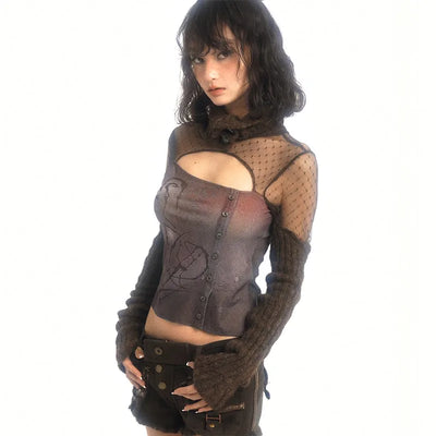 Vintage Strick Grunge Patchwork T-Shirt