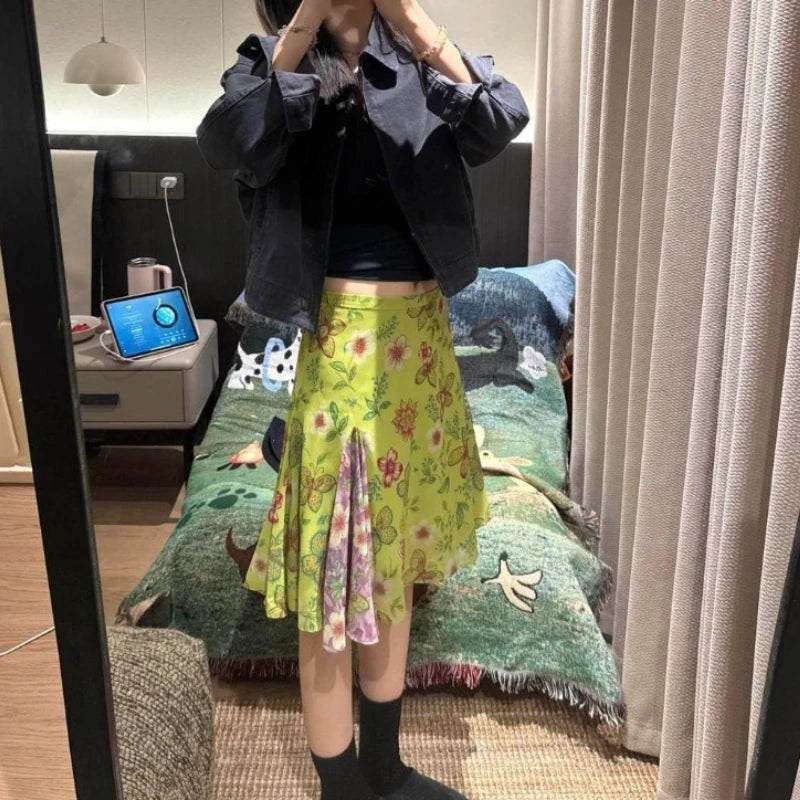 Falda vintage floral Y2K