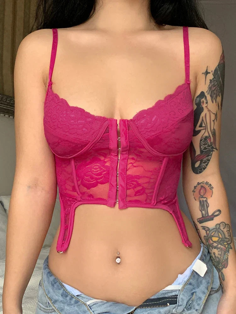 Baddie Lace Crop Corset Crop Top
