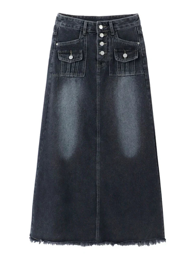 Acubi Vintage Blue Denim Maxi Skirt