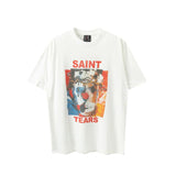Camiseta blanca con estampado de grafiti retro