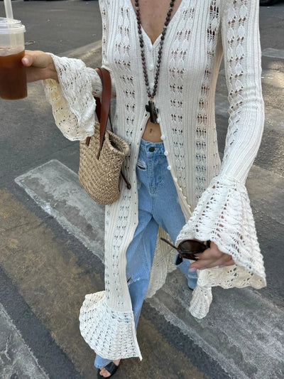 Handmade Crochet Knit Long Cardigans for Women