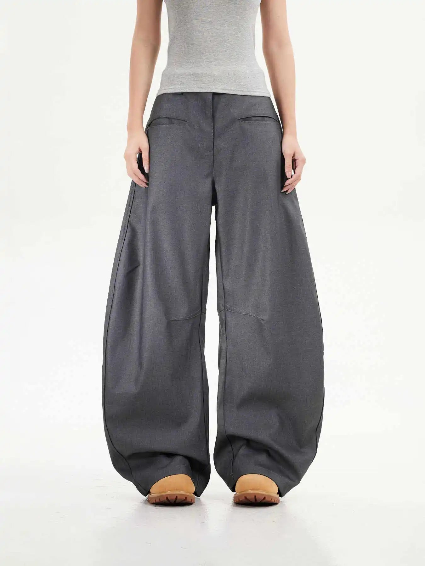 Vintage schwarze weite Hose