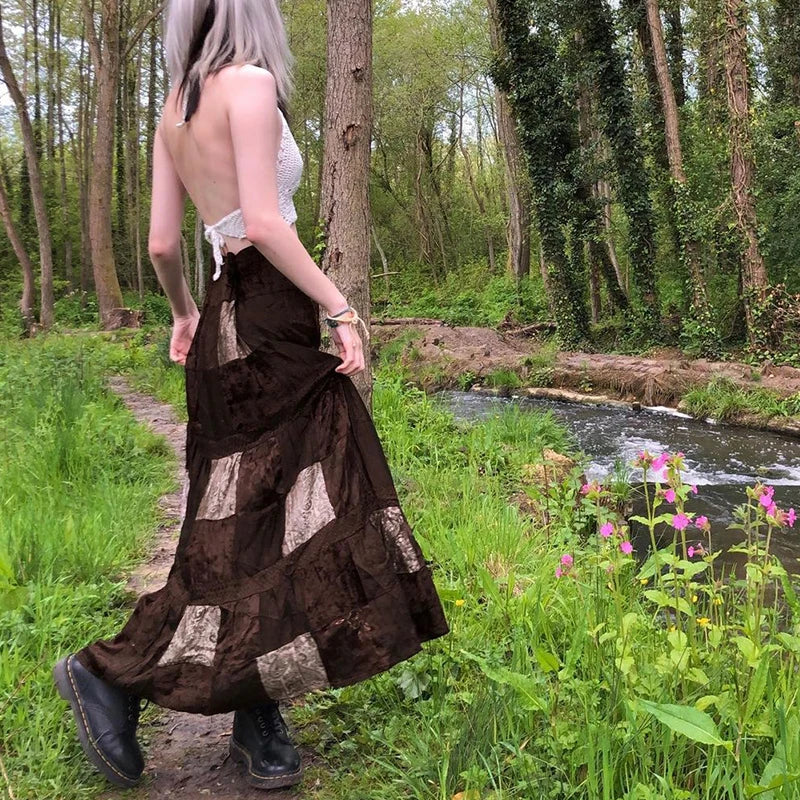 Patchwork Retro Maxi Skirt