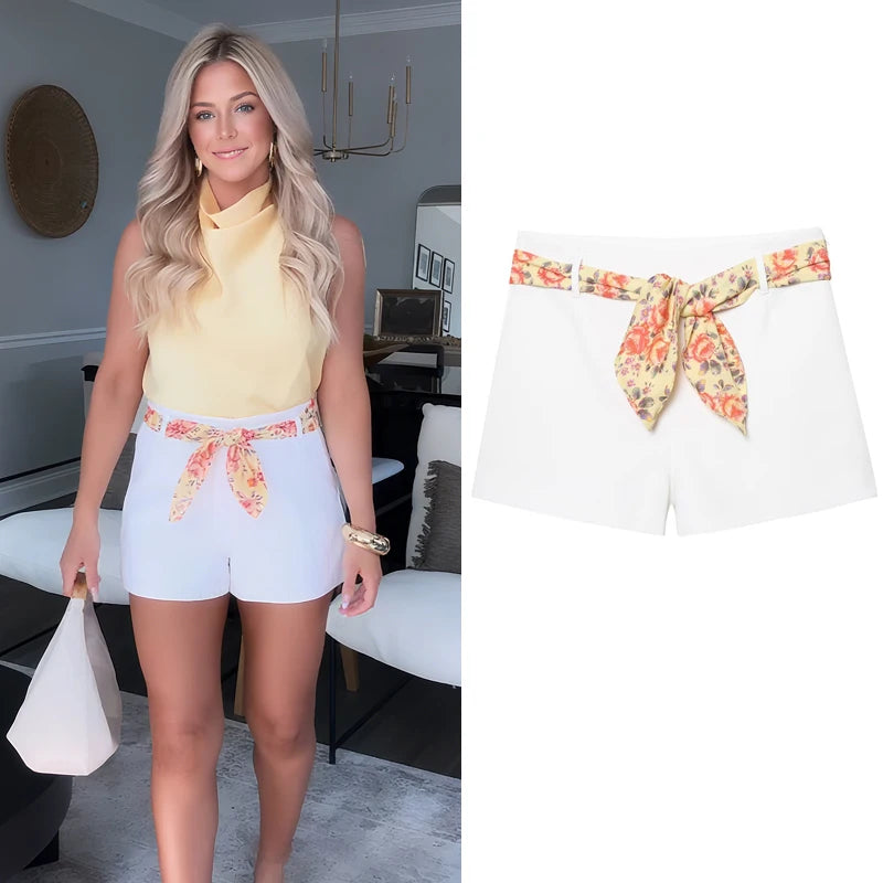 Scarf Belted Shorts