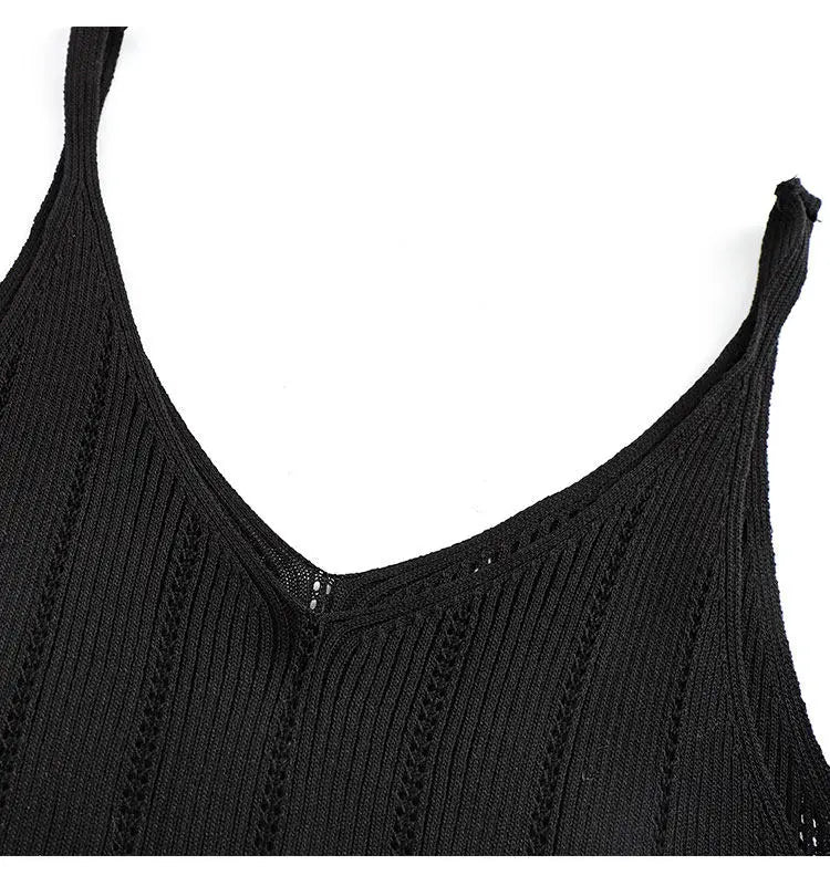 Vintage Knit Halter Black Tank Top