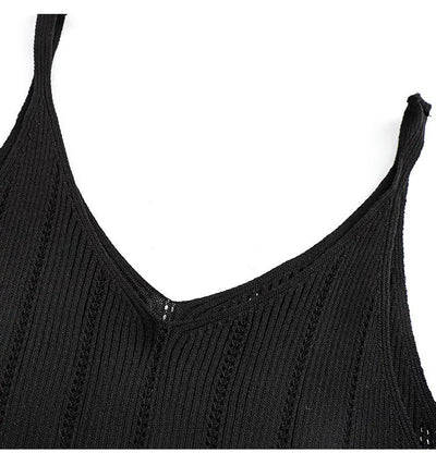Vintage Knit Halter Black Tank Top