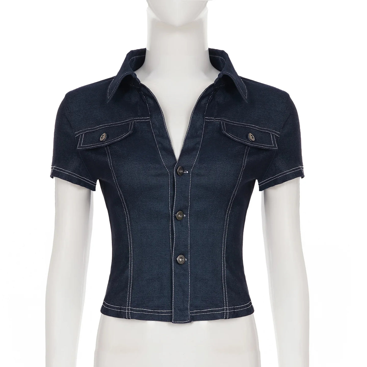 Retro Blue Denim Shirt