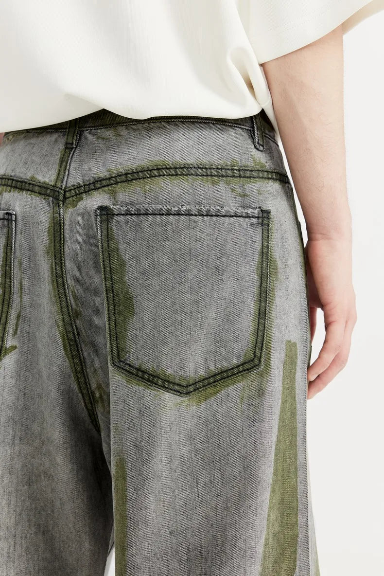 Hand-Painted Wide Leg Jeans