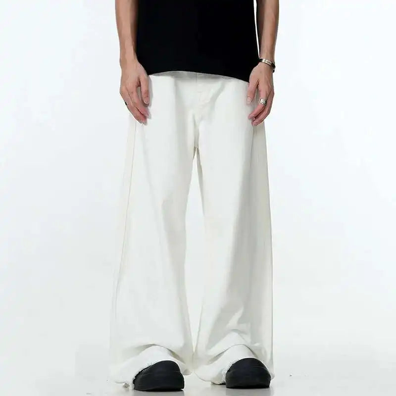 Solid Color Raw Edge Denim Pants