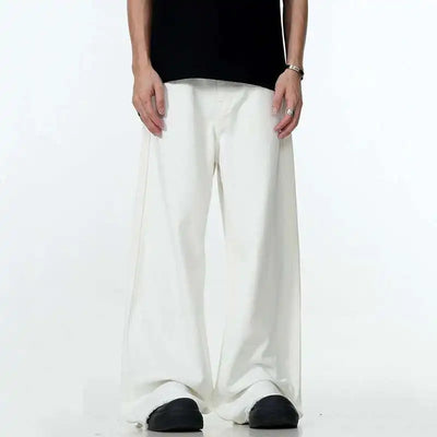 Solid Color Raw Edge Denim Pants