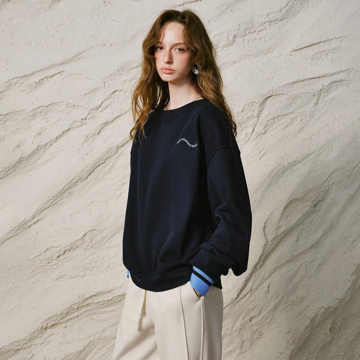 Dropped Shoulder Fleece Sweatshirt