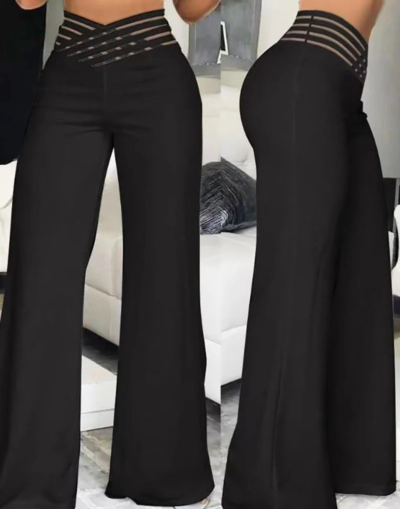 Elegant Women Flared Lady Pants