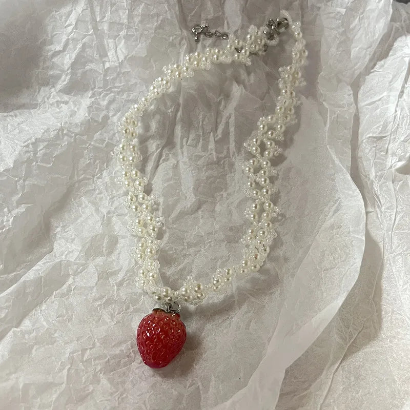 Couquette Sweet Strawberry Necklace