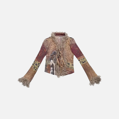 Camisa de malla con borlas de estética grunge vintage Y2K