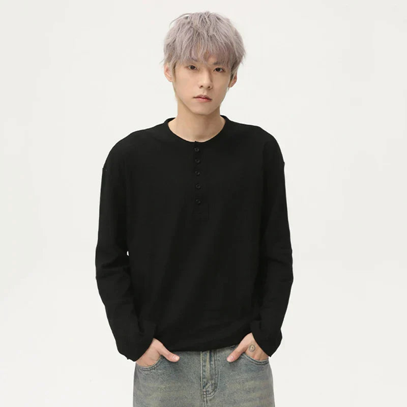 Solid Color Casual Mens Long T-Shirt