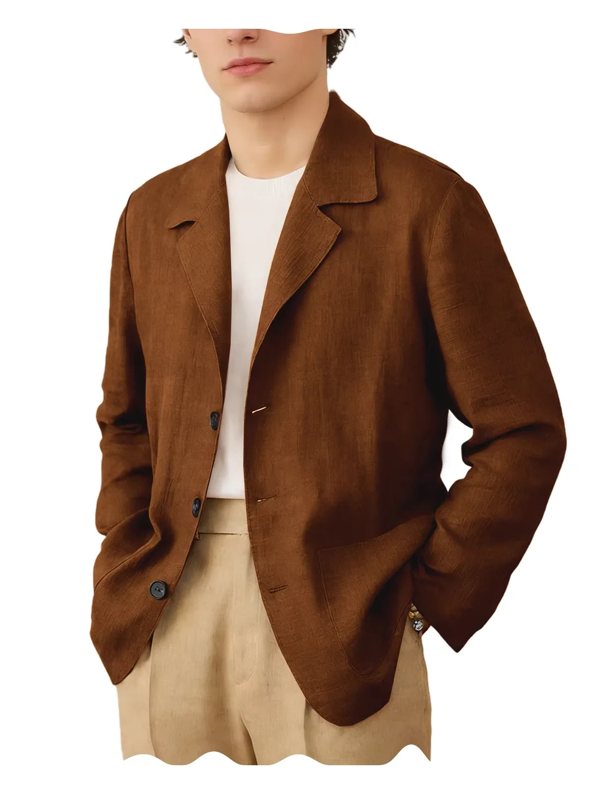 Linen Cotton Blazer Notch Lapel Regular Fit