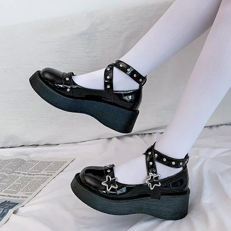 Zapatos Cyberpunk De Color Sólido Para Mujer