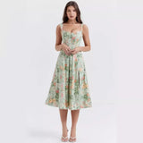 Vintage Floral Pattern Midi Dress