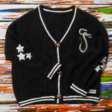 Grüner, bestickter Cardigan mit Knopfleiste