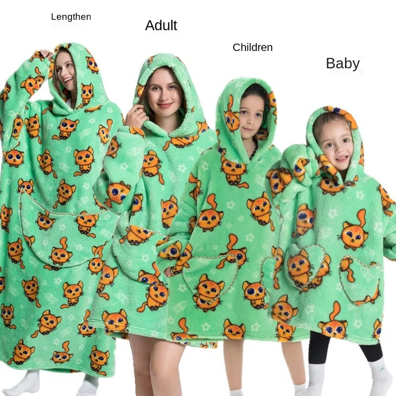 Family Oversize Sherpa Blanket Hoodie