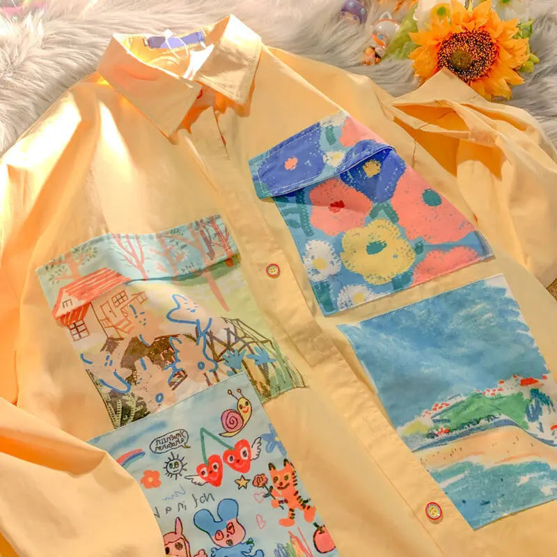Weird Core Oil Painting Shirt
