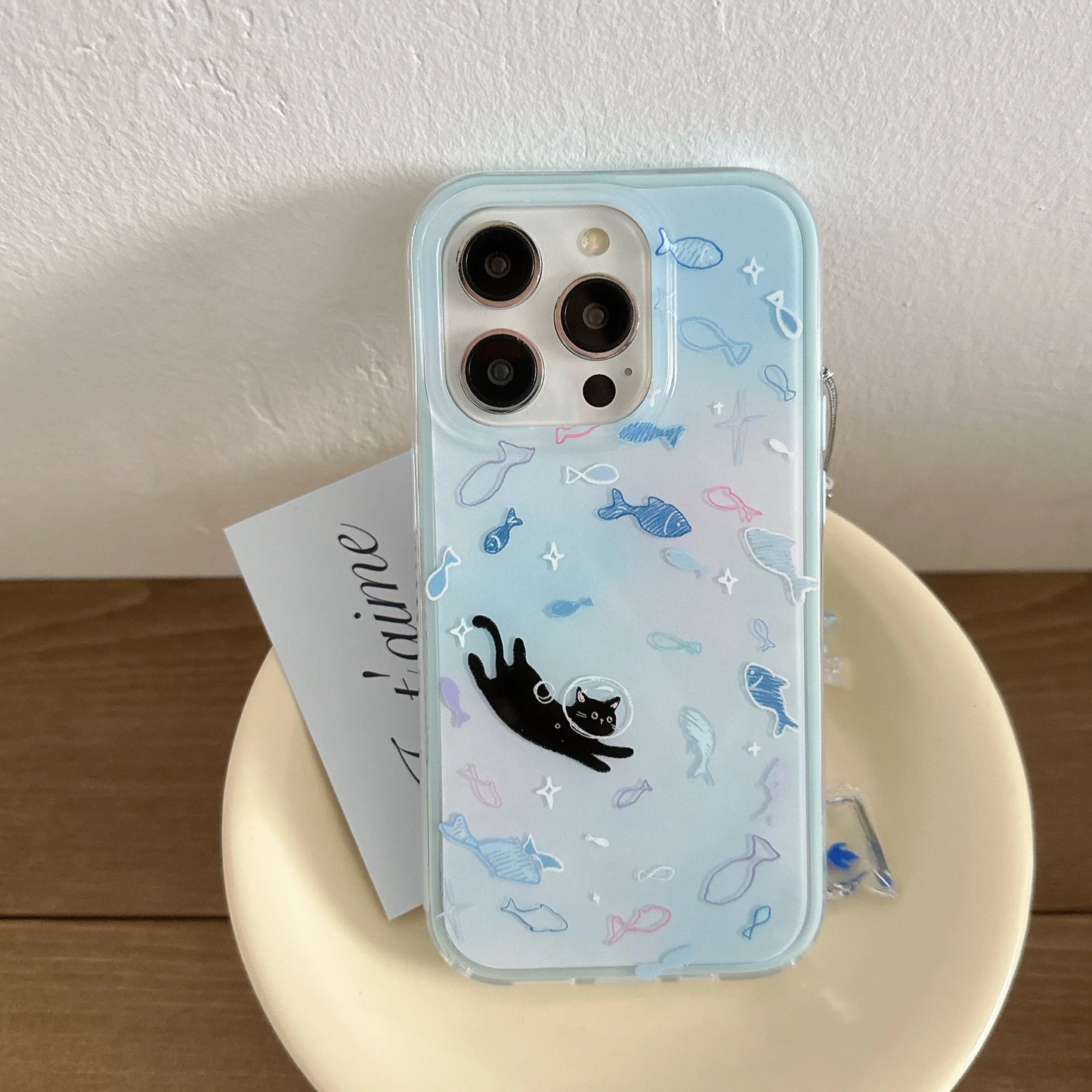 Blue Cartoon Fish Cat Fashion iPhone Cases