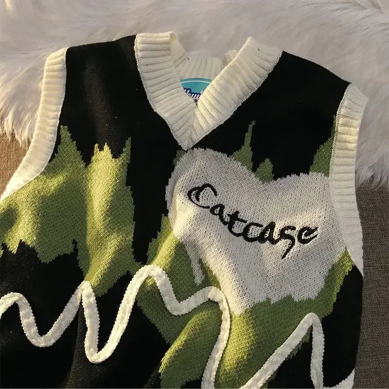 Weirdcore Ärmellose Strickweste