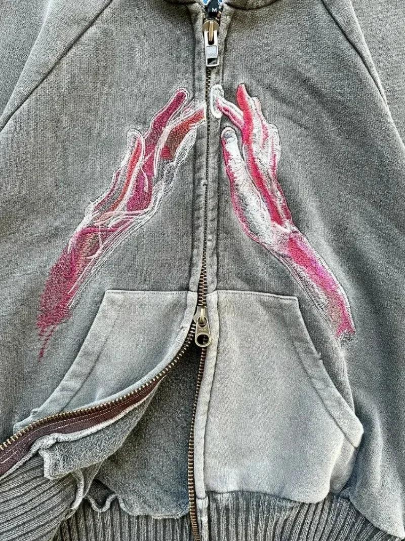Vintage Hot Zipper Y2K Hoodie