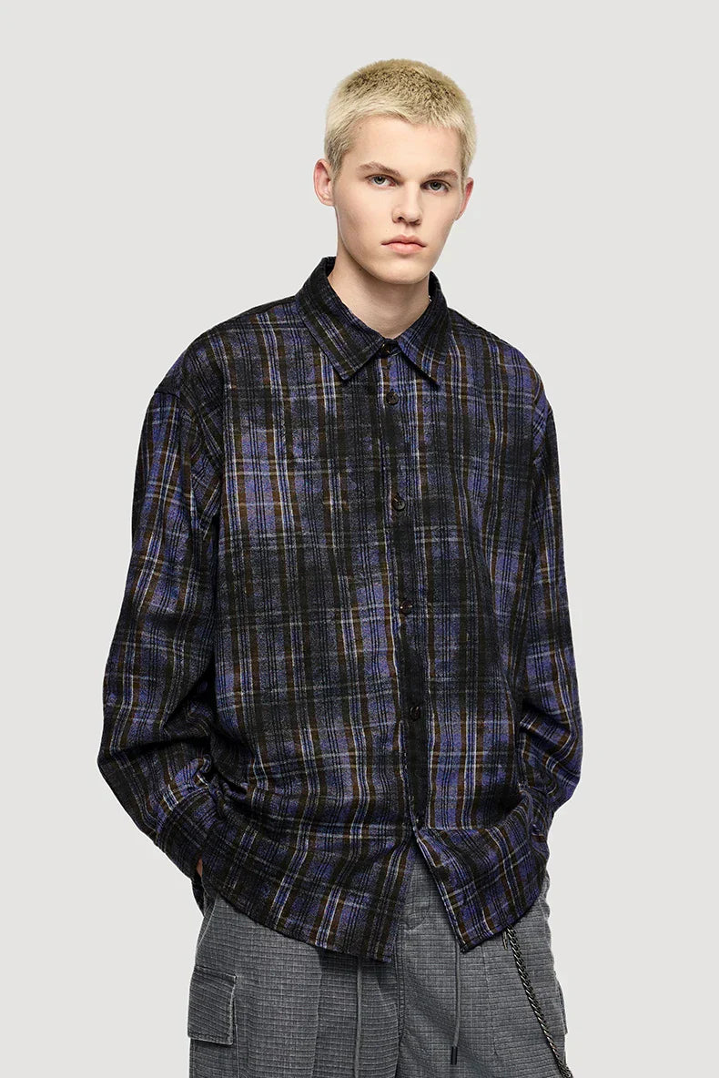 Y2K Plaid Checkered Dark Style Shirt