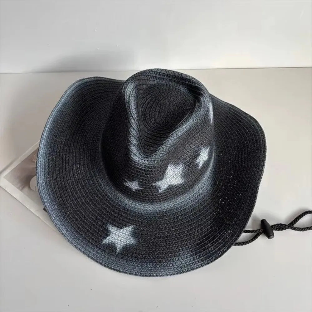Star Cowgirl Adjustable Woven Straw Hat