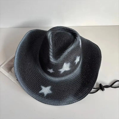 Star Cowgirl Adjustable Woven Straw Hat